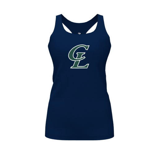 [FT0TRBNV-FYS-LOGO1] Decker Racerback Tank Top (Female Youth S, Navy, Logo 1)