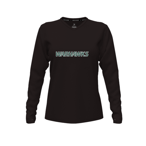 [CUS-DFW-TEES-CMF-VNK-LSL-BLK-FYXS-LOGO2] Decker Comfort T-Shirt (Female Youth XS, Black, V Neck, Logo 2, Long Sleeve)