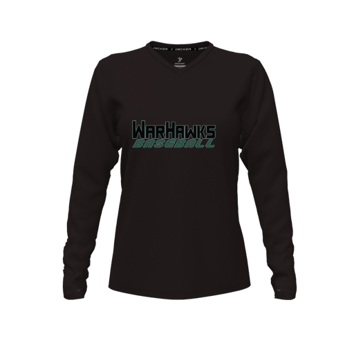 [CUS-DFW-TEES-PER-VNK-LSL-BLK-FYXS-LOGO3] Decker Performance T-Shirt (Female Youth XS, Black, V Neck, Logo 3, Long Sleeve)