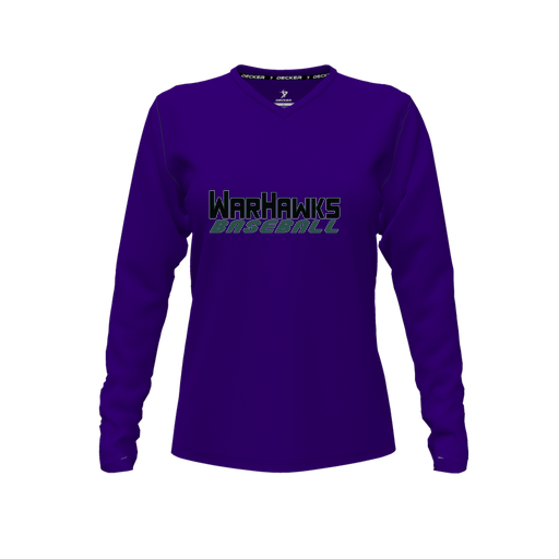 [CUS-DFW-TEES-PER-VNK-LSL-PUR-FYXS-LOGO3] Decker Performance T-Shirt (Female Youth XS, Purple, V Neck, Logo 3, Long Sleeve)