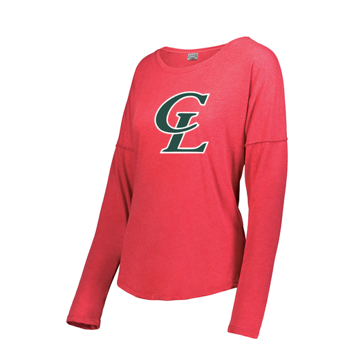 [FTLCUBRD-FAXS-LOGO1] Decker Women's Tri-Blend T-Shirt - Long Sleeve (Female Adult XS, Red, Logo 1)